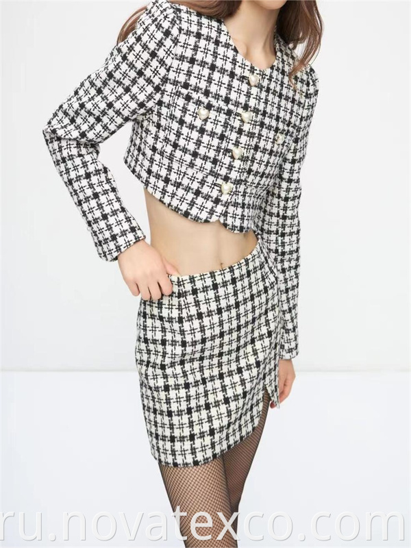 Poly Black And White Checkered Suit